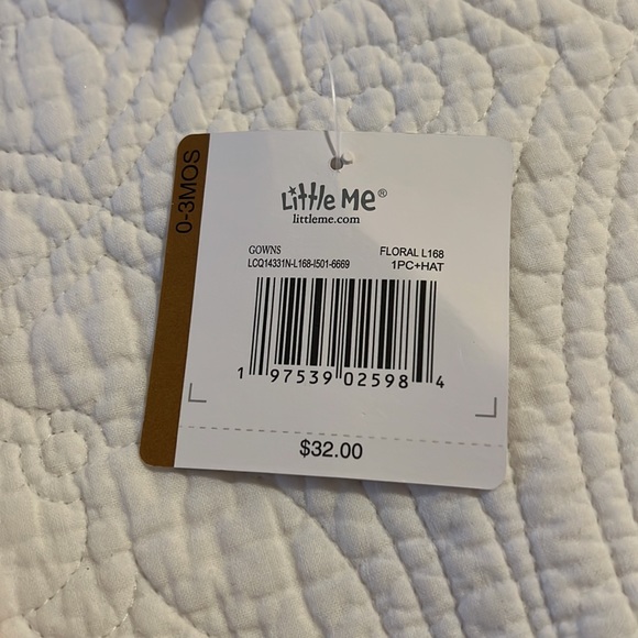 Little Me floral gown with matching hat - Picture 2 of 2